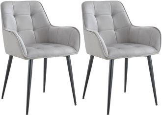 Clp Clp - Lote De 2 Sillas De Comedor De Terciopelo Ferndale Gris Claro