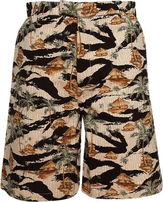 Amiri Repeat Palm shorts - men - Cotton - 36 - Brown