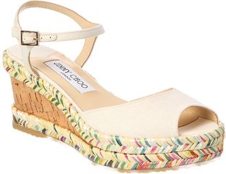 Jimmy Choo London Denim & Leather Wedge Sandal