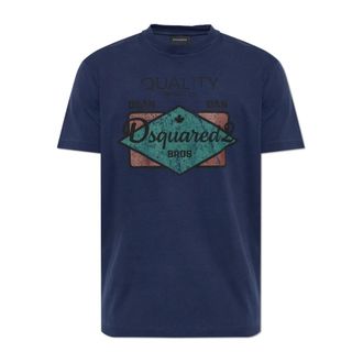 Dsquared2 T-shirt met print - Heren - T-shirts - Blauw - L - Katoen - Tops