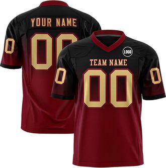 Generic Personalized Sports T Shirts Customized American Football Jersey Printed Team Name & Number & Logo Breathable Anti-Odour Moisture Wicking Tee Shirts f