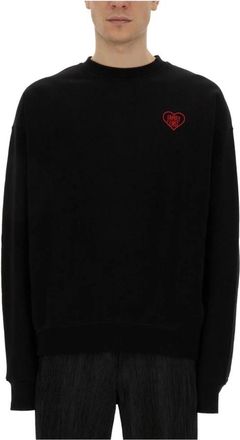 Family Fir$t Milano Geborduurde Heart Logo Crewneck Sweatshirt - Heren - Sweatshirts - Zwart - M - Hoodies & sweatvesten