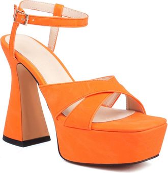 Generic Womens High Heeled Wedding Dress Shoes Open Toe Slingback Bridal Sandals Ankle Strap Bridesmaid Pumps with Buckle,Orange,3.5 UK