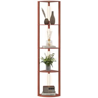 HOMCOM Corner Floor Lamp With Dimmable Warm White LED Light - Brown | TJ Hughes