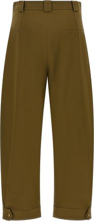Max Mara Stretch Cotton Canvas Trousers - Green