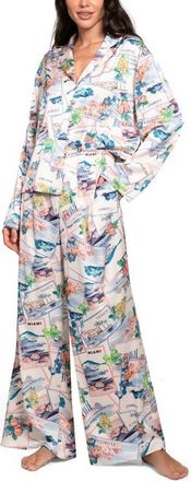 Midnight Bakery Print Satin Pajamas in White at Nordstrom, Size X-Small