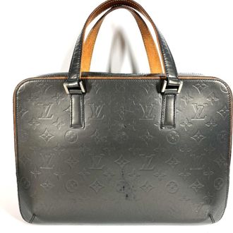 Louis Vuitton Navy Monogram Mat Leather Briefcase Tote Bag (Pre-Owned)