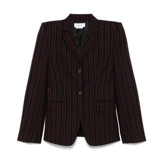 Alexander McQueen Blazers, female, Black, XS, Black Buttoned Jacket with Pockets