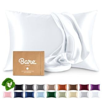 Bare Home 19 Momme 100% Mulberry Silk Pillowcase in White at Nordstrom, Size Standard
