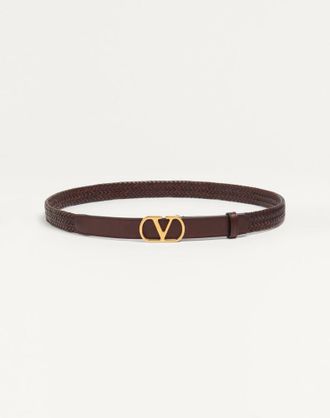 Valentino Garavani Cintura VLogo Signature In Vitello Intrecciato 25 Mm Uomo MARRONE 085