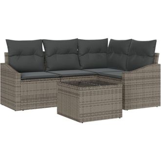 vidaXL Vidaxl - Conjunto De Comedor De Jard&iacute;n Con Coj&iacute;n 5 Pcs Gris Claro