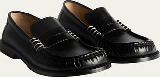 J.W.Anderson Mens Leather Moccasin-Toe Penny Loafers