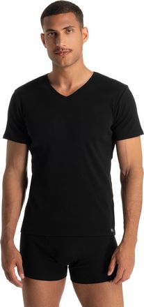 Bruno Banani V-Shirt BRUNO BANANI FINE RIB, Herren, Gr. XXL, schwarz, Feinripp, Obermaterial: 96% Baumwolle, 4% Elasthan, unifarben, Basic h&uuml;ftbedeckend, V-Ausschn