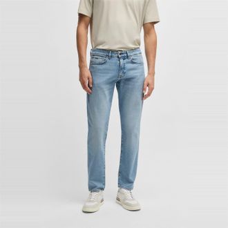 HUGO BOSS Mens Five Pocket Design Regular Fit Jeans in Bright Blue - Size 35W/34L