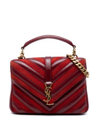 Saint Laurent 2017 medium kalfsleren en su&egrave;de College tas met chevron streep - Rood