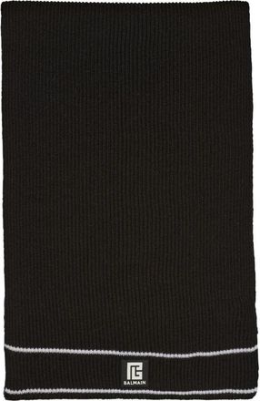 Balmain Wollen Patch Sjaal - Heren - Wintersjaals - Zwart - ONE Size - Wol - Accessoires