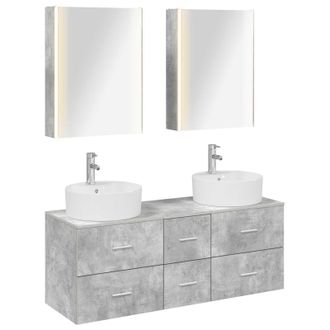 vidaXL Juego De Muebles De Ba&ntilde;o 5 Pcs Gris Hormig&oacute;n Vidaxl