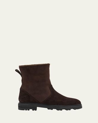 Manolo Blahnik Tomosa Suede Cozy Ankle Booties