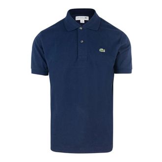 Lacoste Polo Shirts, male, Blue, Size: 2XL Blue Ribbed Collar Polo Shirt