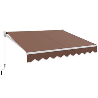 Costway Costway Retractable Awning Aluminum Patio Sun Shade w/ Crank Handle-Brown in Brown