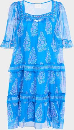 Johnny Was Wrenn Tiered Floral-Print Chiffon Dress