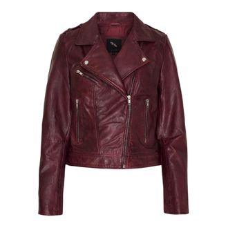 BTF-CPH Btfcph - Klassieke Biker Leren Jas - Dames - Jassen - Rood - Maat: 2XL Leer