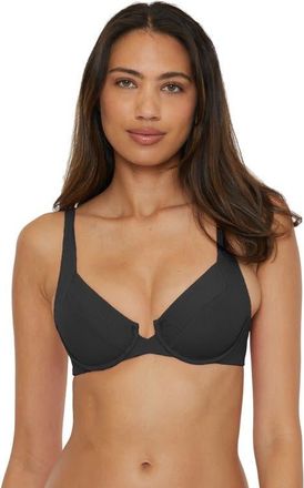 BECCA by Rebecca Virtue Modern Edge Underwire Bikini Top in Black at Nordstrom, Size Medium