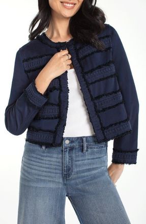 Liverpool L.A. Frayed & Lace Jacket in Deep Midnight at Nordstrom, Size X-Large P