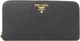 Prada Pre-owned Saffiano Long Wallet - Dames - Vintage Accessoires - Zwart - ONE Size - Leer - Vintage