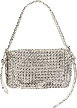 Alexander Wang Ricco Cozy Slim Woven Shoulder Bag in Metallic Gunmetal at Nordstrom
