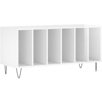 vidaXL Vidaxl - Mobile Porta Dischi Bianco Lucido 100x38x48cm Legno Multistrato