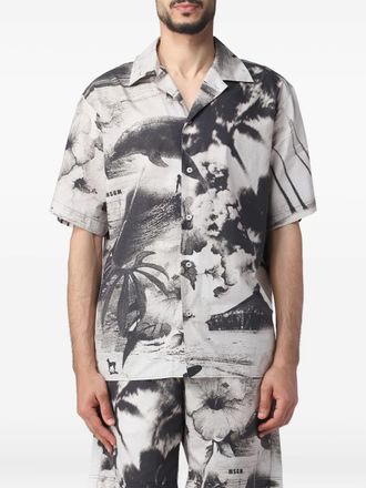Msgm Camicia a maniche corte con stampa - Grigio