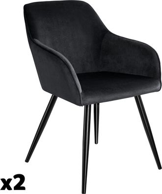 TecTake 2 Sillas de comedor aterciopeladas 58 x 62 x 82 cm negro