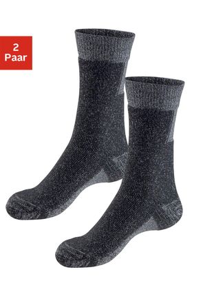 H.I.S Wandersocken H.I.S, Herren, Gr. 43-46, schwarz (2x anthrazit, meliert), Baumwolle, Polyacryl, Polyamid, melange, elastisch, Socken Wandersocken, mit e