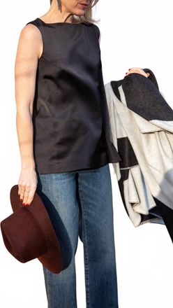 House of Dagmar Open Back Satin Top In Black