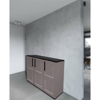 Dmora Armario Multiusos Para Exterior O Interior, Mueble 3 Puertas Y 1 Balda En Polipropileno, 100% Made In Italy, 102x37h84 Cm, Color Gris, Con Embalaje Re