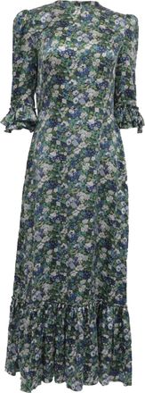 The Vampires Wife Floral-Print Maxi Dress in Multicolor Silk
