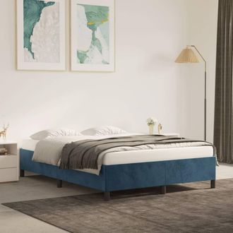 vidaXL Estructura De Cama Sin Colch&oacute;n Terciopelo Azul Oscuro 140x190cm Vidaxl
