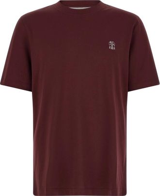 Brunello Cucinelli Solomeo Crest T-shirt - Heren - T-shirts - Rood - L - Katoen - Tops