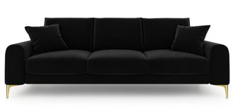 BLOOMINGLOFT 4-Sitzer Designsofa Madara mit Samtbezug - Beine Gold