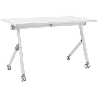 Beliani Beliani - Escritorio Rectangular Moderno Plegable Con Ruedas Mesa M&oacute;vil Port&aacute;til Estructura Met&aacute;lica 120 X 60 Cm Blanco Bendi