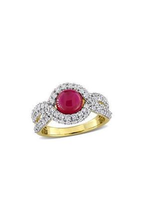 Delmar Created Ruby & Created White Sapphire Twist Band Ring in Red at Nordstrom Rack, Size 6