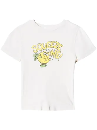 Re/Done T-shirt met logoprint - Wit