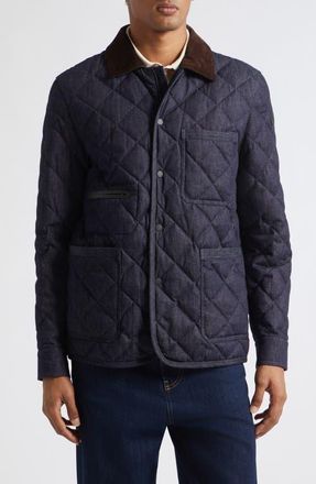 Moncler Kryen Quilted Down Jacket in Blue Denim at Nordstrom, Size 3