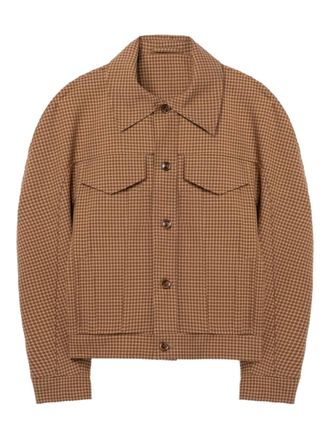 Séfr Matthieu checked shirt jacket - men - Virgin Wool/Viscose - L - Brown