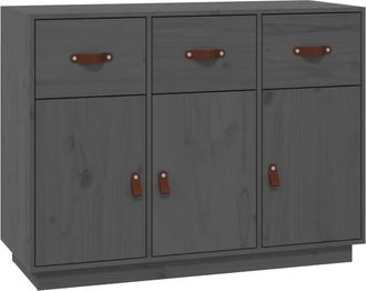 vidaXL Vidaxl - Aparador De Madera Maciza De Pino Gris 100x40x75 Cm