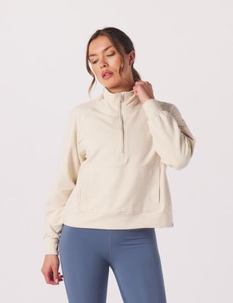 Glyder Daily Scuba Knit 1/4 Zip Up Jacket in Oatmilk at Nordstrom, Size X-Small