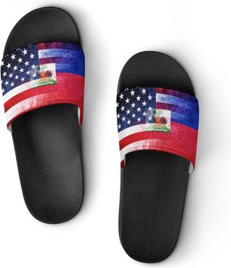 Generic U.S. And Flag Shower Shoes Slipper for Women Men Beach Slippers Quick Drying Non Slip Open-Toe Sandals