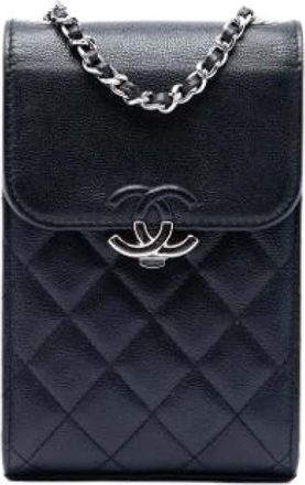 Chanel Pre-owned Quilted Caviar Mini Crossbody - Dames - Vintage Mini Tas - Zwart - ONE Size - Leer - Vintage