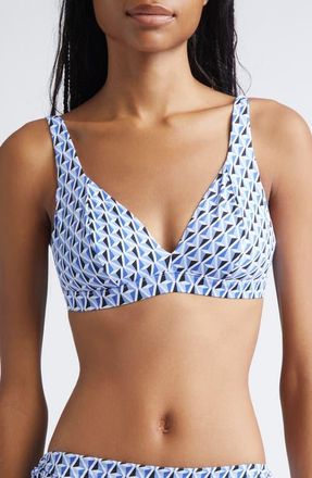 Max Mara Arena Beachwear Print Bikini Top in Cornflower Blue at Nordstrom, Size X-Small